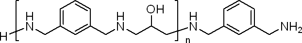 聚(间亚二甲苯基二胺-alt-环氧氯丙烷), 端二胺结构式