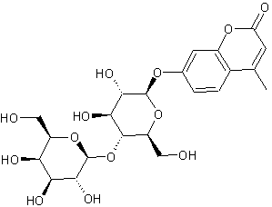 4-甲基伞形-β-D-乳吡喃糖苷结构式