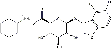 5-溴-4-氯-3-吲哚-β-D-葡萄糖苷酸结构式