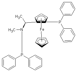 S-N-二苯基膦-N-甲基-1-[R-2-(二苯基膦)二茂铁]乙基胺结构式