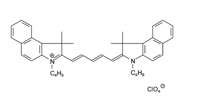 3-丁基-2-[5-(3-丁基-1,3-二氢-1,1-二甲基-2H-苯并[e]吲哚-2-亚基)-戊-1,3-二烯基]-1,1-二甲基-1H-苯并[e]吲哚高氯酸盐结构式