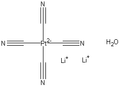 四氰合铂(II)酸锂水合物结构式