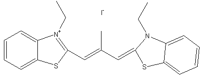 碘化3,3'-二乙基-9-甲基硫杂羰花青结构式