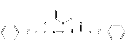 N,N'-二(苄氧羰基)-1H-吡唑-1-甲脒结构式