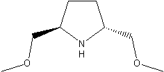 (R,R)-(-)-2,5-二(甲氧甲基)吡咯烷结构式