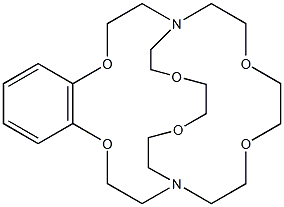 5,6-苯并-4,7,13,16,21,24-六氧杂-1,10-二氮杂二环[8.8.8]二十六碳-5-烯结构式