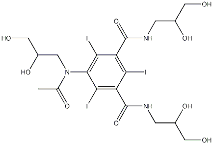 5-(N-2,3-二羟基丙基乙酰氨基)-2,4,6-三碘-N,N-双-(2,3 二羟基丙基)异邻苯二酰胺结构式