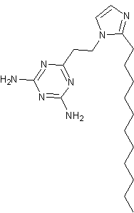 2,4-二氨基-6-[2-(2-十一烷基-1-咪唑基)乙基]-1,3,5-噻嗪结构式