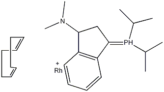 3-二-i-丙基正膦亚基-2-(N,N-二甲氨基)-1H-茚(1,5-环辛二烯)铑(I)结构式