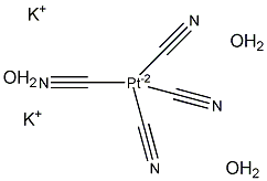 四氰基铂(II)酸钾三水结构式