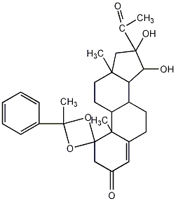 16-α,17-二羟基-α-甲基苄基二氧基黄体酮结构式