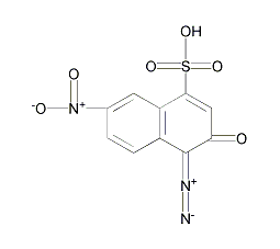 4-偶氮-3,4-二氢-7-硝基-3-氧代-1-萘磺酸结构式