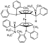 (αR,αR)-2,2'-双(α-N,N-二甲氨基苯甲基)-(S,S)-1,1'-双[二-(2-甲苯基)膦]二茂铁结构式