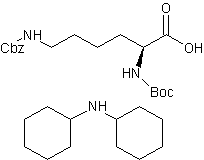 α-叔丁氧羰酰基氨基己酸苄基碳酰-L-赖氨酸二环己基胺结构式