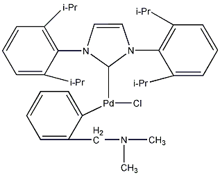 氯[[1,3-双(2,6-二异丙基苯基)咪唑-2-叉](N,N-二甲基苄胺)钯(Ⅱ)]结构式
