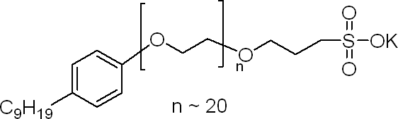 聚(乙烯二醇)4-壬苯基-3-硫代丙基醚钾盐结构式