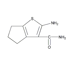 2-氨基-5,6-二氢-环戊烷并噻吩-3-羰酰胺结构式