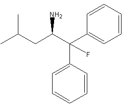 (R)-(+)-2-氨基-1-氟-4-甲基-1,1-二苯基戊烷结构式