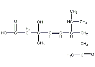 (3ξ,4E,6S)-6-异丙基-3-甲基-3-羟基-9-氧代-4-癸烯酸结构式