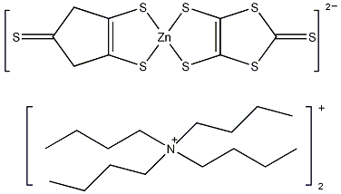 双(四正丁基胺)双(1,3-二噻环戊二烯-2-硫酮-4,5-二硫醇)锌结构式