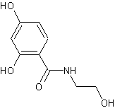 2,4-二羟基-N-(2-羟乙基)苯甲酰胺结构式