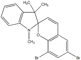 6,8-二溴-1',3'-二氢-1',3',3'-三甲基螺[2H-1-苯并吡喃并-2,2'-(2H)-吲哚]结构式