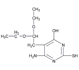 6-氨基-5-(2,2-二乙氧基乙基)-4-羟基-2-巯基嘧啶结构式