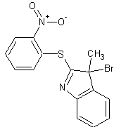 3-溴-3-甲基-2-(2-硝基苯基硫代)-3H-吲哚结构式