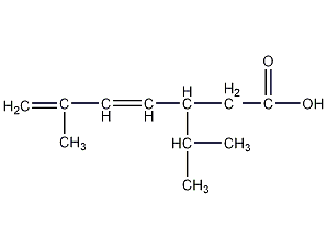 (4E)-3-异丙基-6-甲基-4,6-庚二烯酸结构式