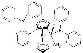 (R)-1-[(R)-2-(2'-二苯基膦)二茂铁]乙基二苯基膦结构式