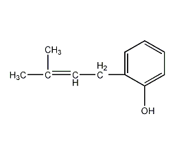2-(3-甲基-2-丁烯基)苯酚结构式