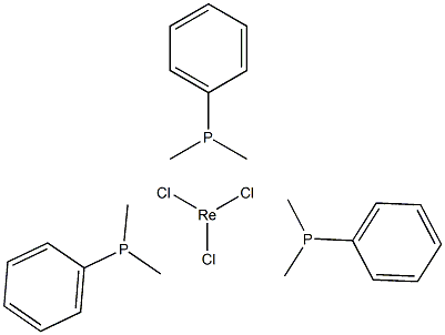 Mer-三氯三(二甲基苯基膦)铼(III)结构式