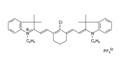 1-丁基-2-(2-[3-[2-(1-丁基-3,3-二甲基-1,3-二氢-吲哚-2-亚基)-亚乙基]-2-氯-环己-1-烯基]- 乙烯基)-3,3-二甲基-3H-吲哚六氟磷酸盐结构式