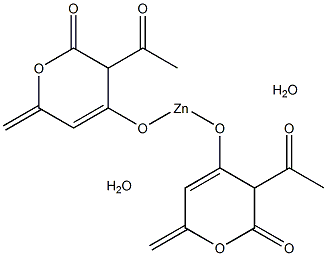 双(3-乙酰-6-甲基-2H-吡喃-2,4(3H)-二酮)锌二水合物结构式