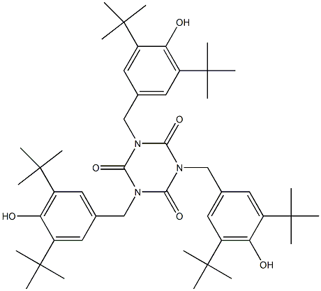 1,3,5,三(3,5-二叔丁基,4-羟基苄基)均三嗪-2,4,6-(1H,3H,5H)三酮结构式