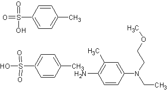 N(4-乙基-N-2-甲氧基乙基)-2-甲基-对苯二胺-双(对-甲基苯磺酸)盐结构式