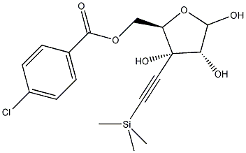 5-O-(对氯苯甲酰)-3-C-(2-三甲基甲硅烷基乙炔基)-D-呋喃核糖结构式