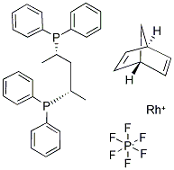 (2S,4S)-(-)-2,4-二(二苯膦基)戊烷(降冰片二烯)六氟磷酸铑(I)结构式