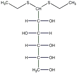 D-葡萄糖二乙基缩硫醛结构式