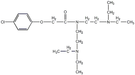 2-(对氯苯氧基)-N,N-双[2-(二乙氨基)乙基]乙酰胺结构式