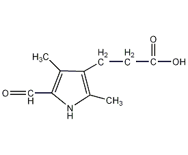 1H-吡咯-3-丙酸-5-甲酰-2,4-二甲基结构式