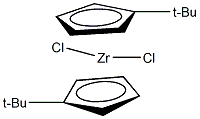 双(叔丁基环戊二烯)二氯化锆(Ⅳ)结构式