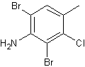 3-氯-2,6-二溴-4-甲基苯胺结构式
