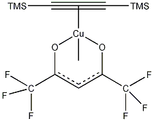 [二(三甲基甲硅烷基)乙酰亚基](六氟乙酰基丙酮酸根)铜(I)结构式