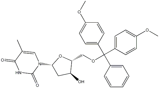 5'-O-(4,4'-二甲氧基三苯甲基)胸苷结构式