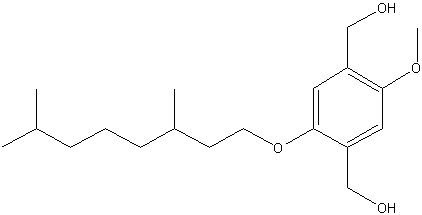 2-甲氧基-5-(3',7'-二甲基辛氧基)-1,4-双(羟甲基)甲苯结构式