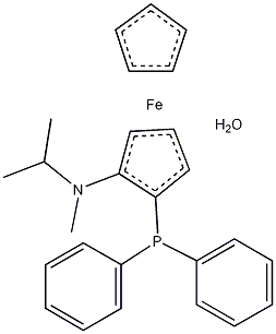 (±)-N,N-二甲基-1-(2-二苯基膦)二茂铁乙胺单水合物结构式