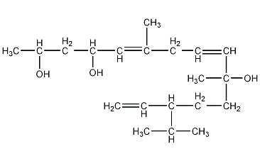 [1R-(1R*,3R*,4E,7E,9R*,12R*,13E)]-1,5,9-三甲基-12-(1-甲基乙基)-4,7,13-环十四碳三烯-1,3,9-三醇结构式