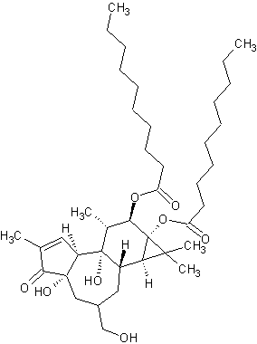 4α-佛波醇-12,13-二癸酸结构式