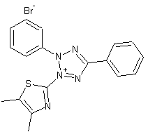 3-(4,5-二甲基-2-噻唑基)-2,5-二苯基-2H-溴代四唑结构式